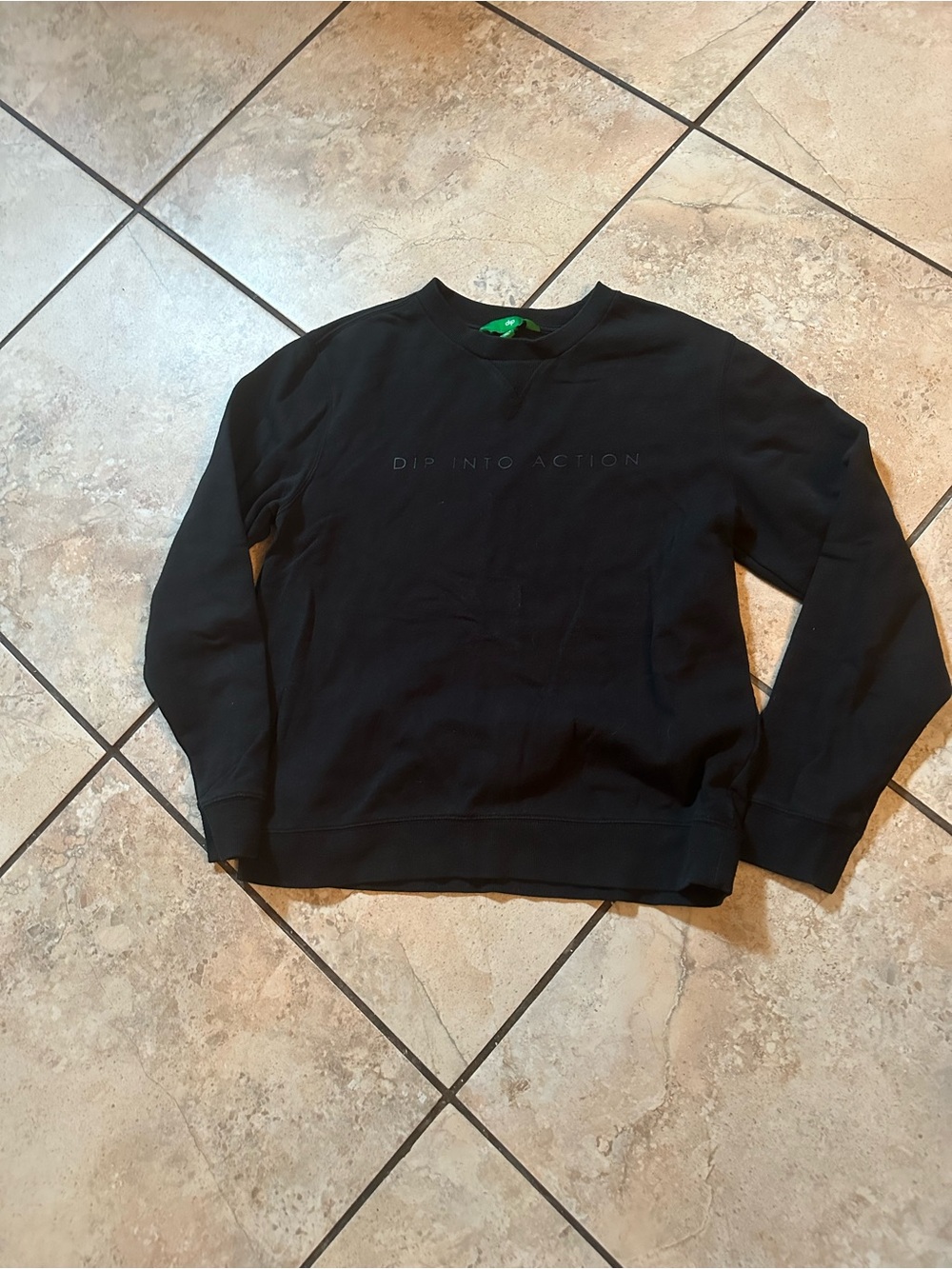 dip Black Crewneck Sweatshirt with Subtle Chest Text